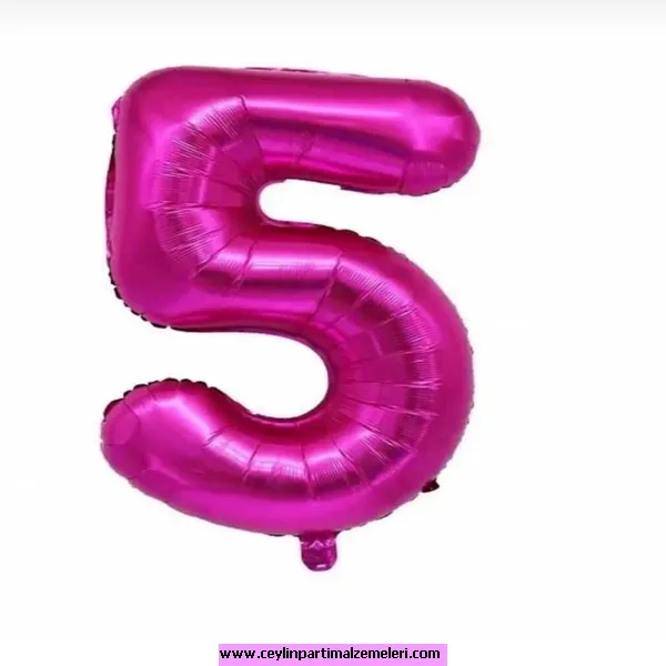 5 Rakam Fuşya Folyo Balon